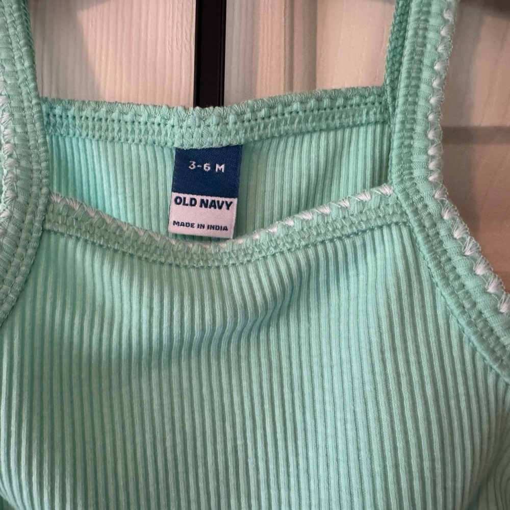 NWT-Old Navy Mint Green Ribbed Tank and Khaki Pants; Matching Set ~3-6 Months - Picture 4 of 7